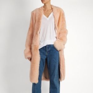 Raey Shearling Fur Long Pink Coat